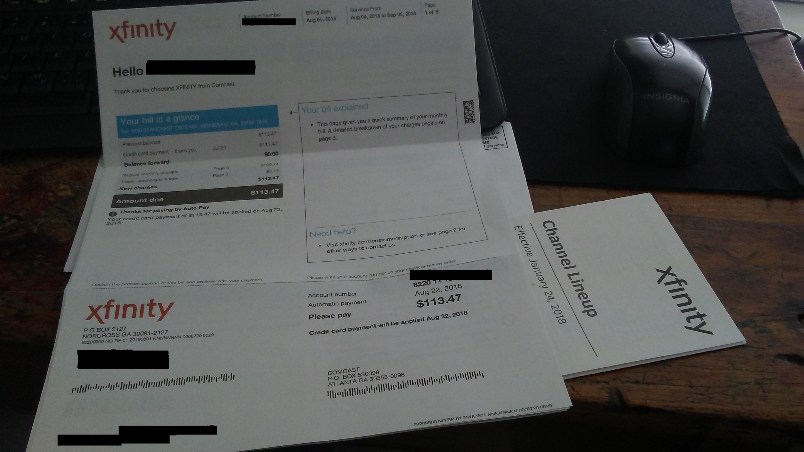 Comcast Cable Bill