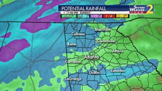 Rain, isolated thunderstorms move through north Georgia